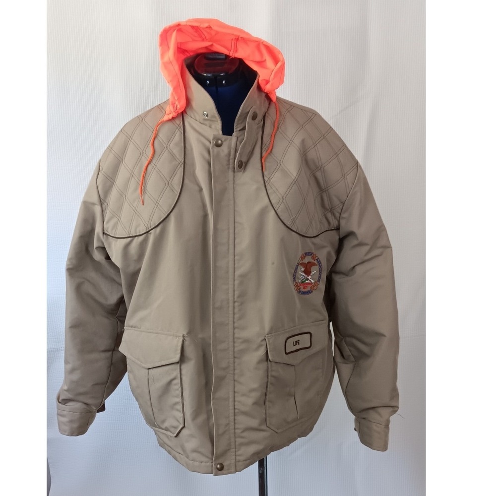 NRA National Rifle Association Hunting Jacket XL Tan Quilted Thinsulate USA Made